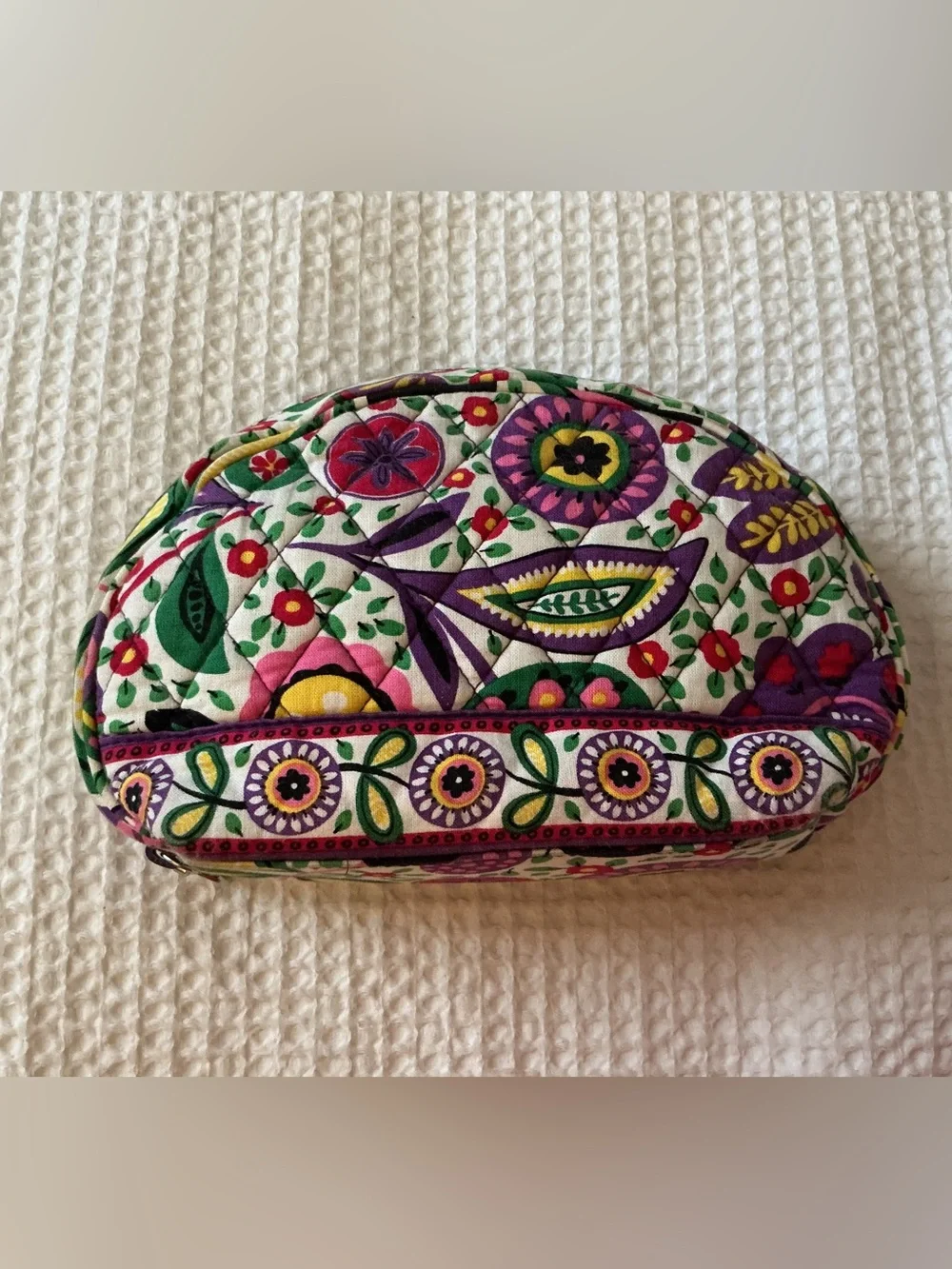Vera Bradley Quilted Floral Cosmetic Pouch in Purple, Pink, Green & Yellow